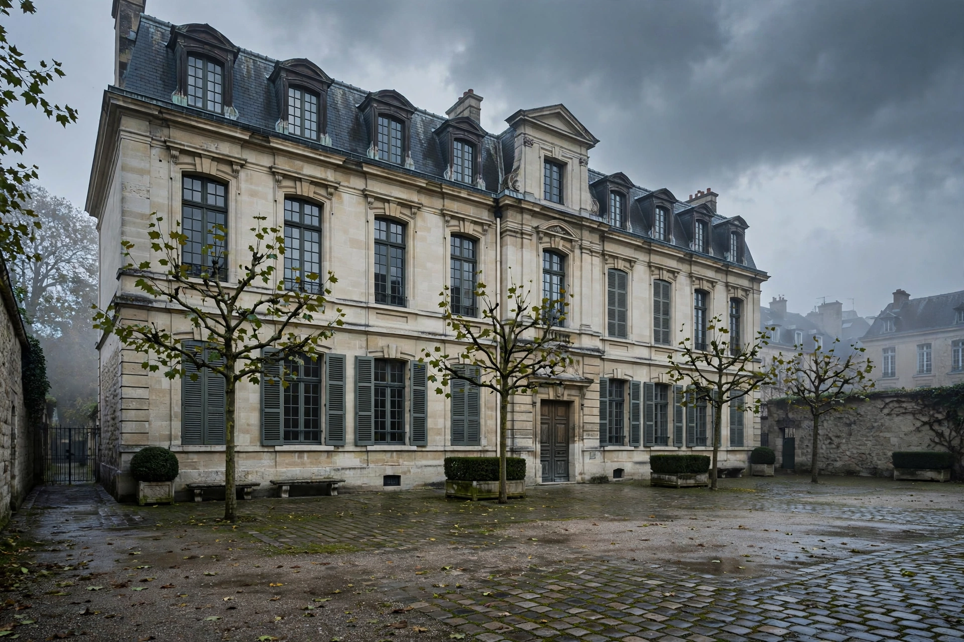 A French lycee school building in quiet morning light