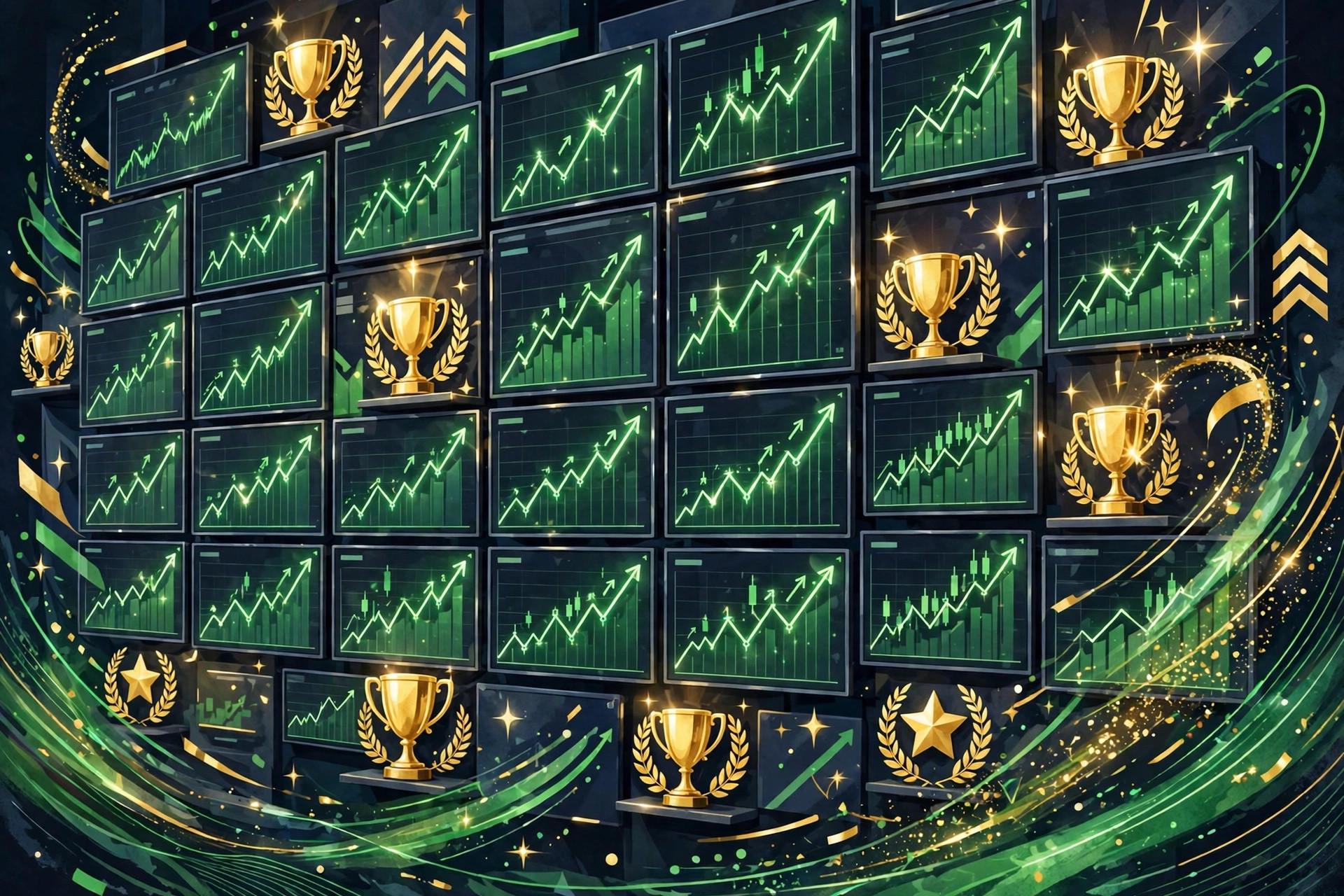Stock exchange trading board with rising charts illustrating record IPO demand