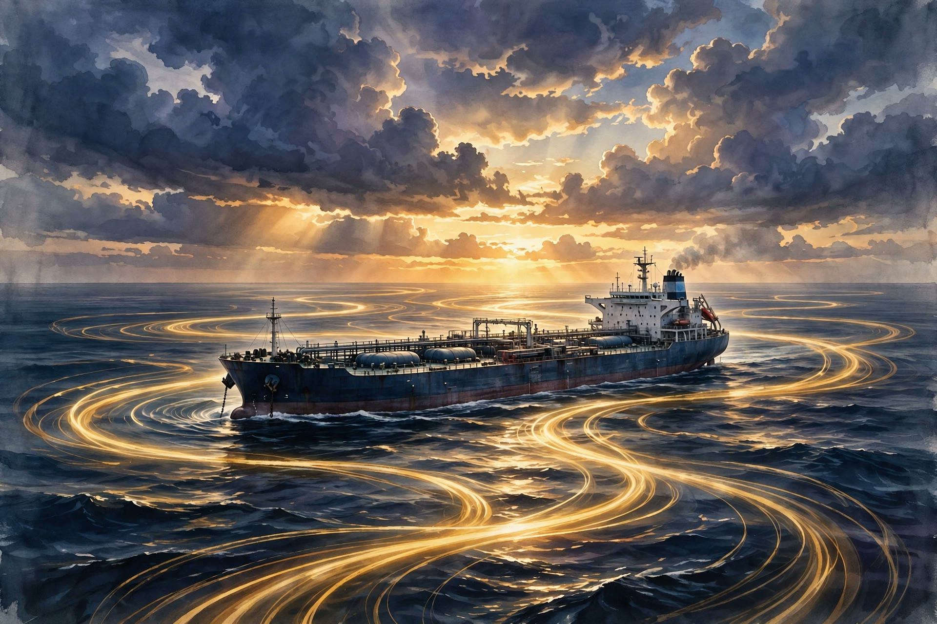 Oil tanker at sunset as the Yemen conflict threatens Red Sea energy supply routes